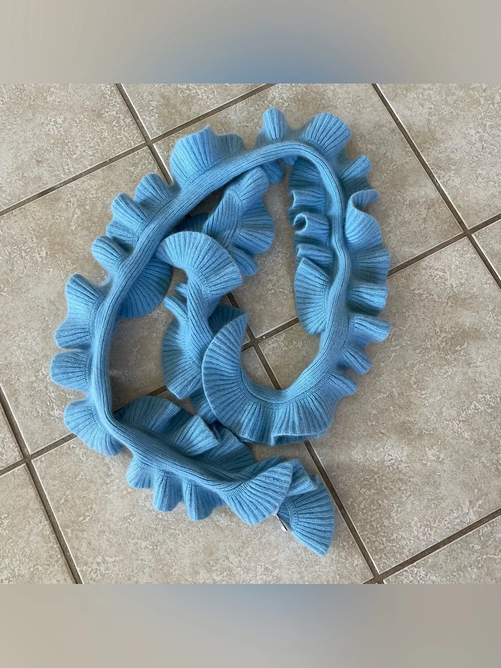 Castlerig 100% Cashmere Blue Ribbed Knit Winter Scarf NWOT 57x5.5” Capsule